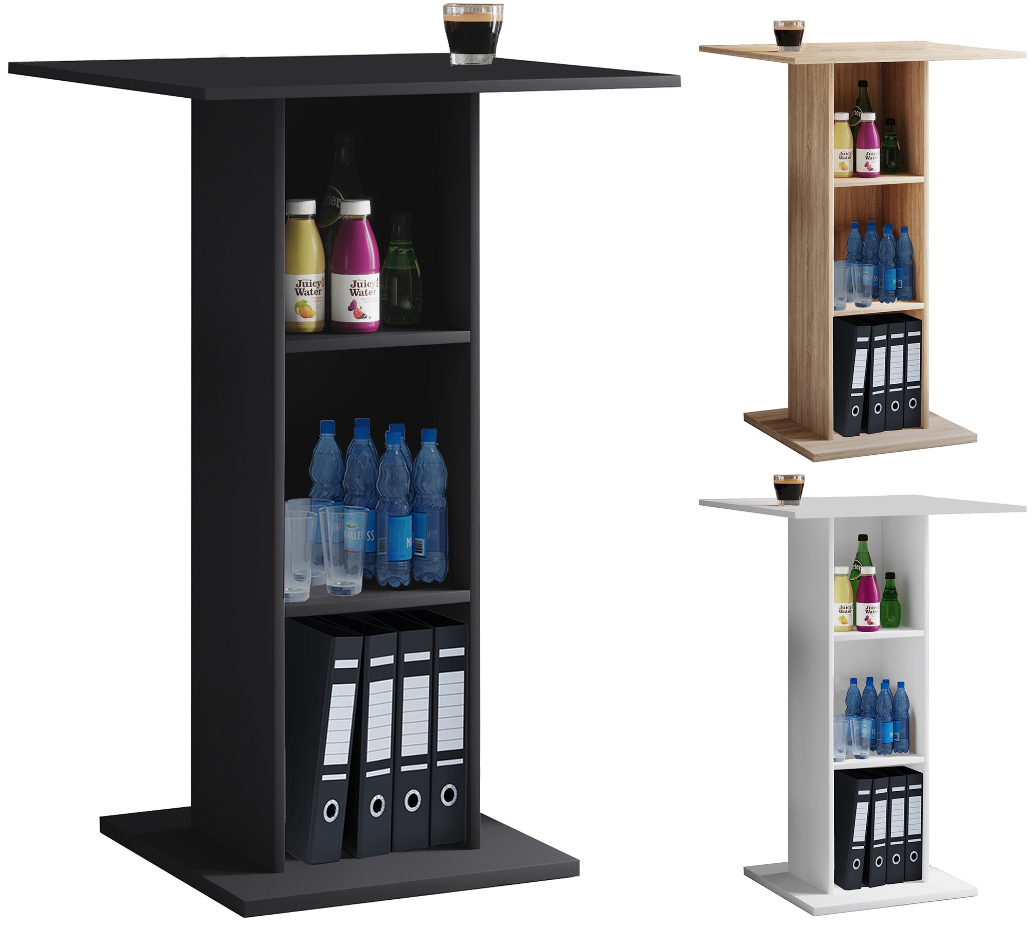 VCM Holz Rednerpult | Ma&szlig;e ca. H. 108 x B. 70 x T. 70 cm | Stehpult mit drei gro&szlig;en F&auml;chern | Stehtisch - Bofus 