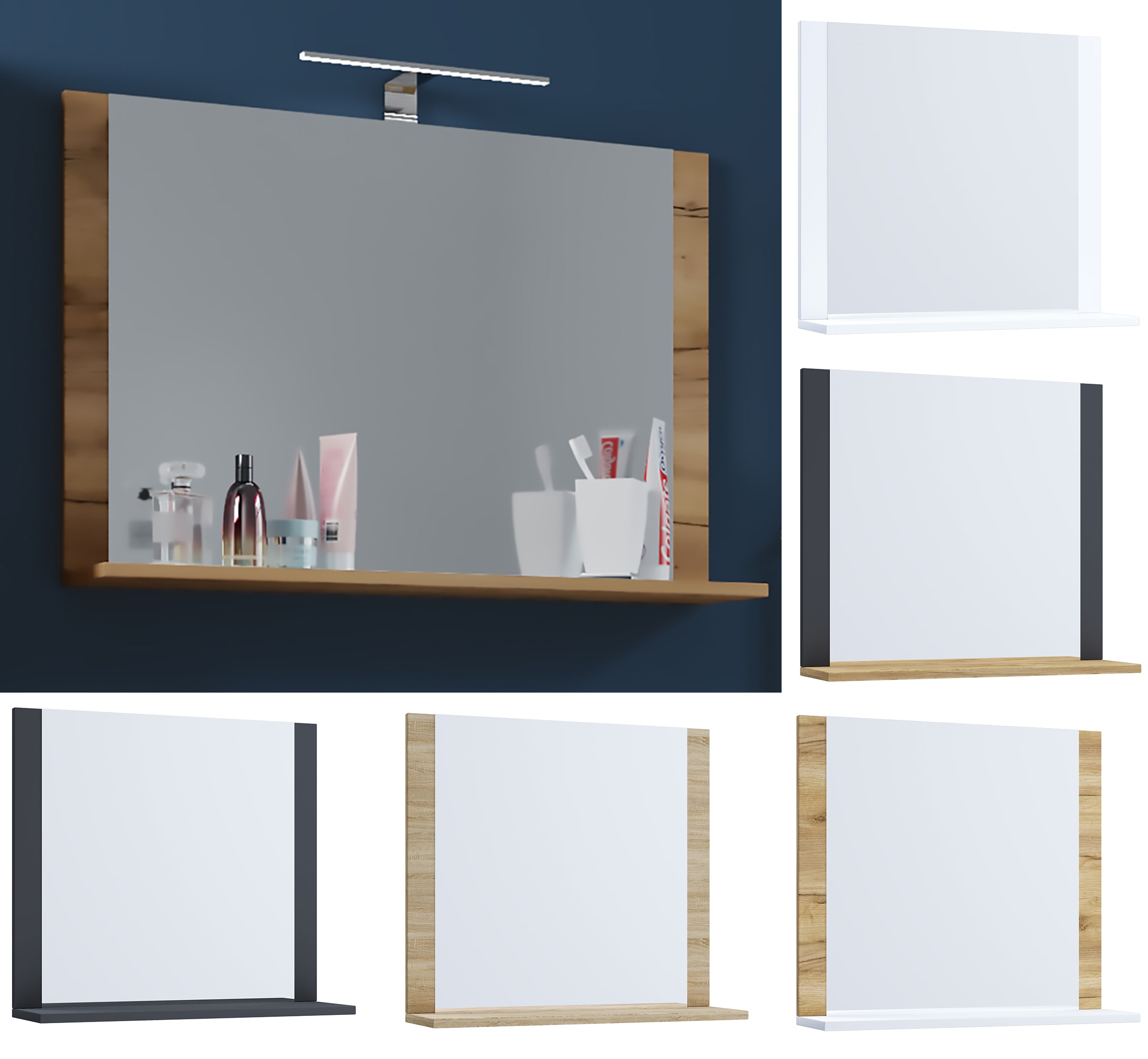 VCM Badspiegel rahmenlos | Wandspiegel | schlankes Design | Ma&szlig;e ca. H. 55 x B. 60 x T. 17 cm | Wandspiegel &ndash; Lendas 