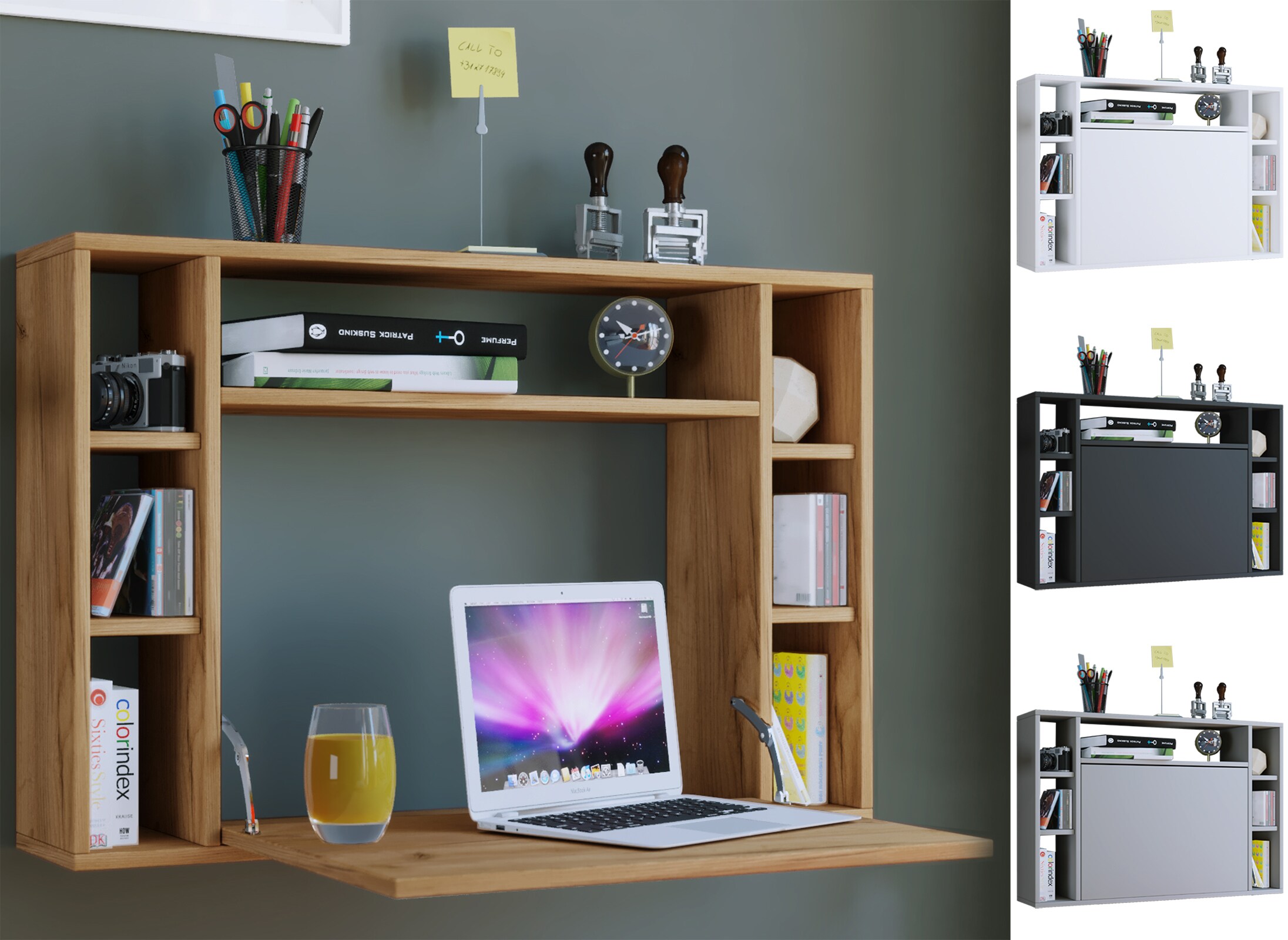 VCM Computertisch h&auml;ngend | Klapptisch | Wandschreibtisch | Ma&szlig;e ca. H. 60 x B. 90 x T. 20 cm | Schreibtisch - Wandila 