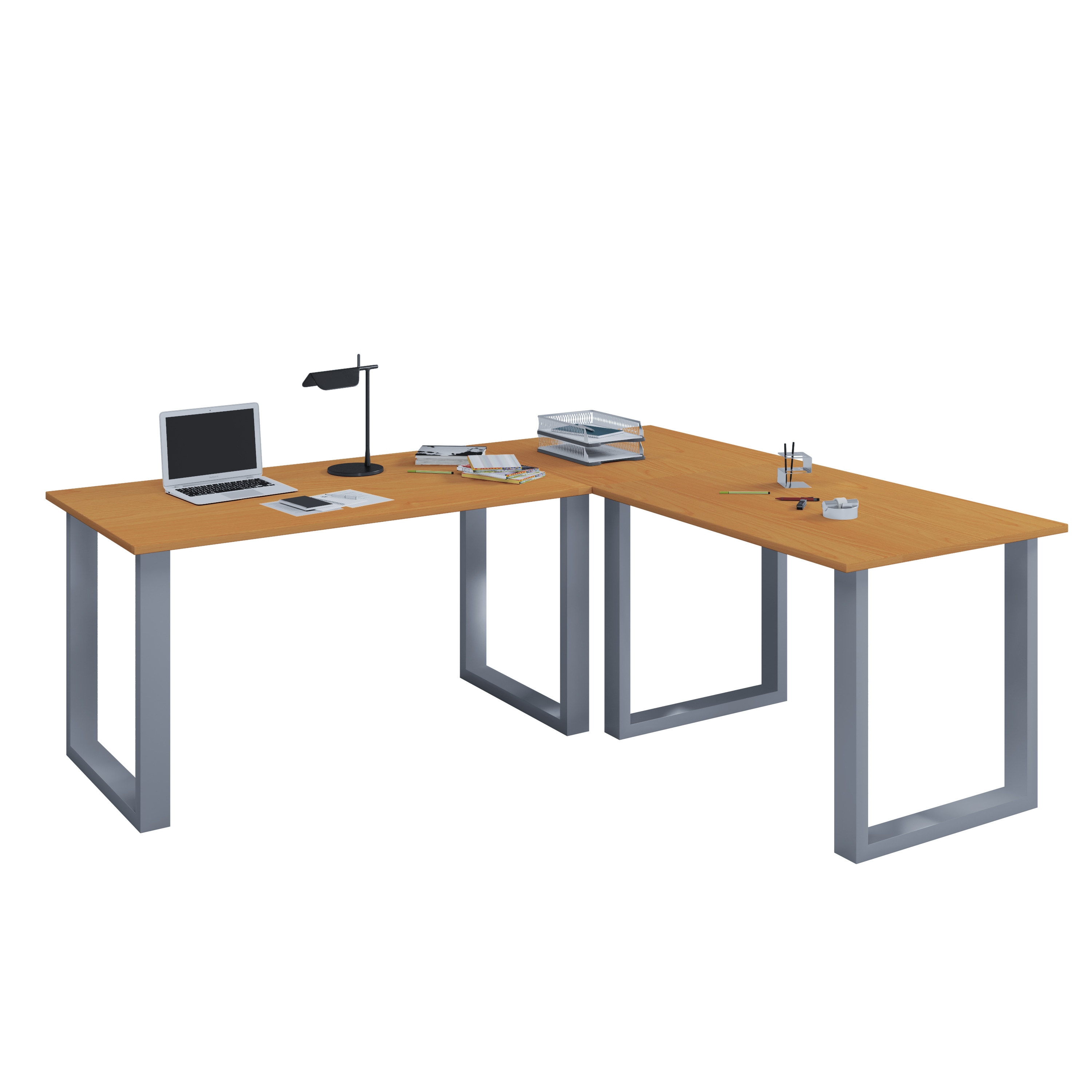 VCM VCM Holz Schreibtisch | Eckschreibtisch schlicht | 190x130 | L Form links oder rechts | Arbeitstisch Platte 50 cm tief | Computertisch B&uuml;rom&ouml;bel - Lona U 