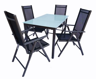 VCM 5 tlg. Gartenmöbel Set | Sitzgruppe Essgruppe | 1x Tisch, 4x Stühle | Tisch Maße ca. H. 76 x B. 140 x T. 80 cm | Stühle 140 MA 