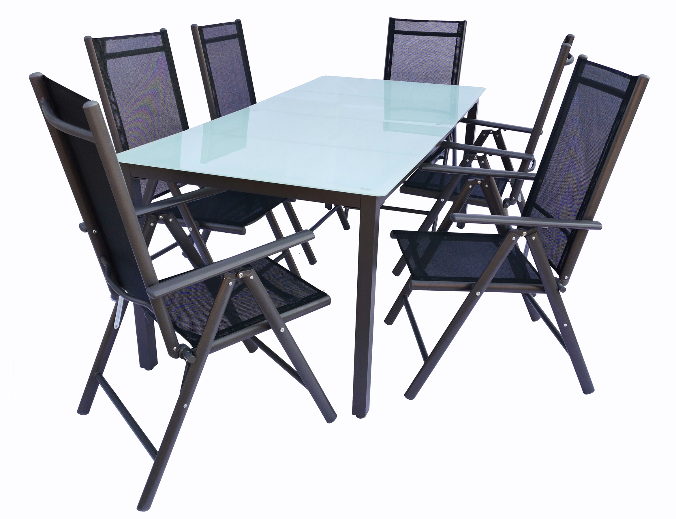 VCM 7 tlg. Gartenm&ouml;bel Set | Sitzgruppe Essgruppe | 1x Tisch, 4x St&uuml;hle | Tisch Ma&szlig;e ca. H. 76 x B. 189 x T. 90 cm | St&uuml;hle 189 MA 