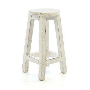 VCM Hocker | weiß im Vintage-Look | massiv Holz Schemel Blumentisch | Maße Sitzfläche 25 cm. Höhe 50 cm 