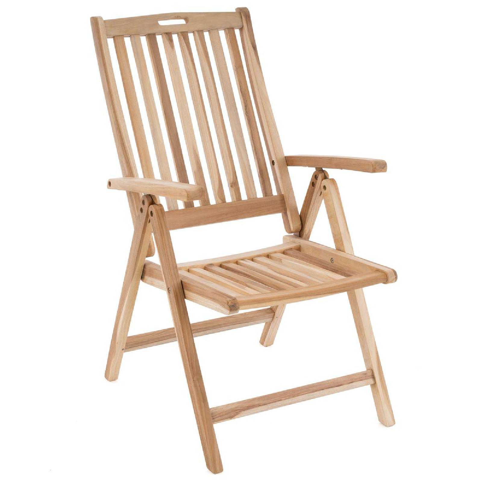 VCM Gartenstuhl Hochlehner Klappstuhl | Holz Teak | Outdoor | Ma&szlig;e .110 x 56 x 75 cm 