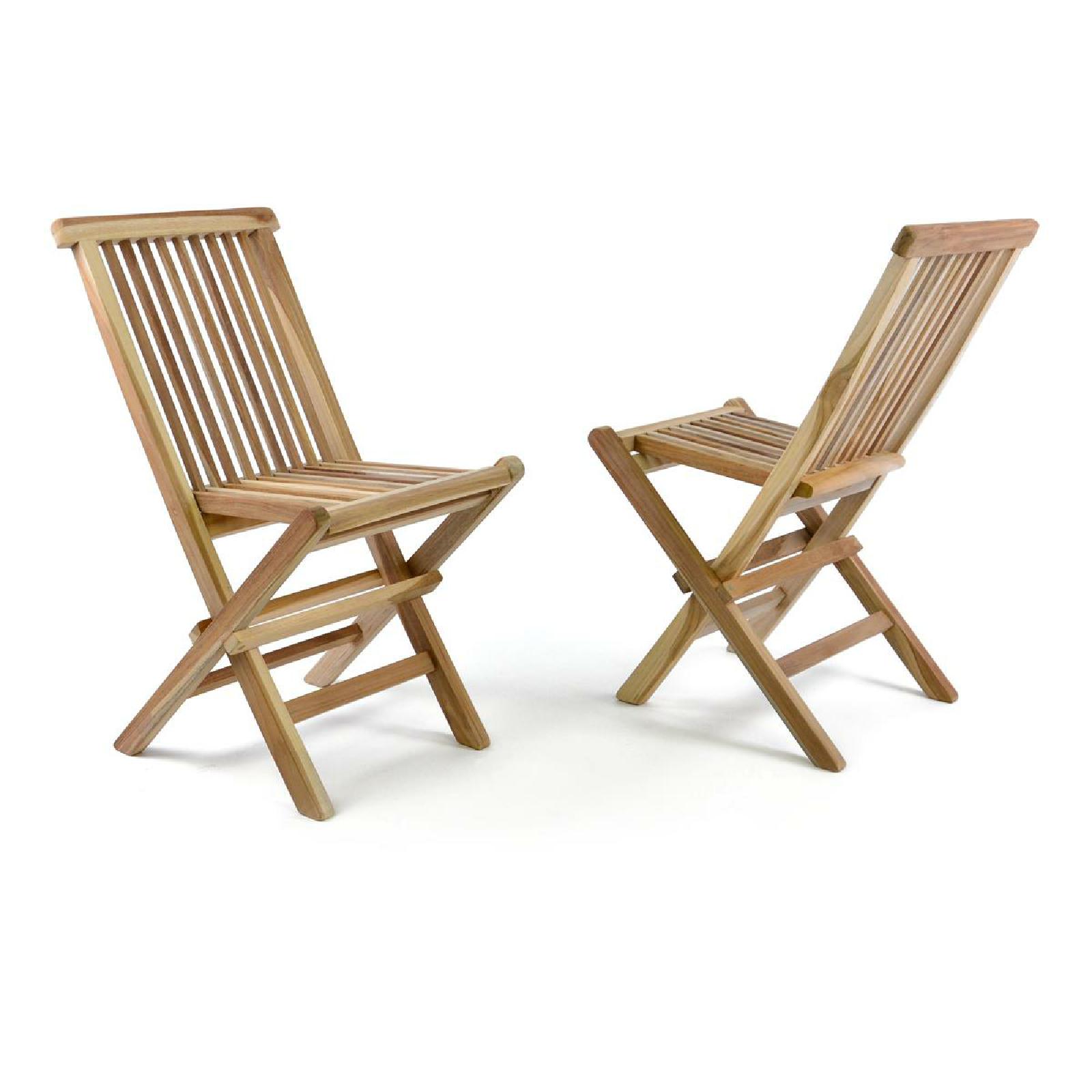 VCM 2er Set Kinder Klappstuhl Gartenstuhl | Teak Holz behandelt | Ma&szlig;e  H. 60 x B. 30 x T. 40cm 
