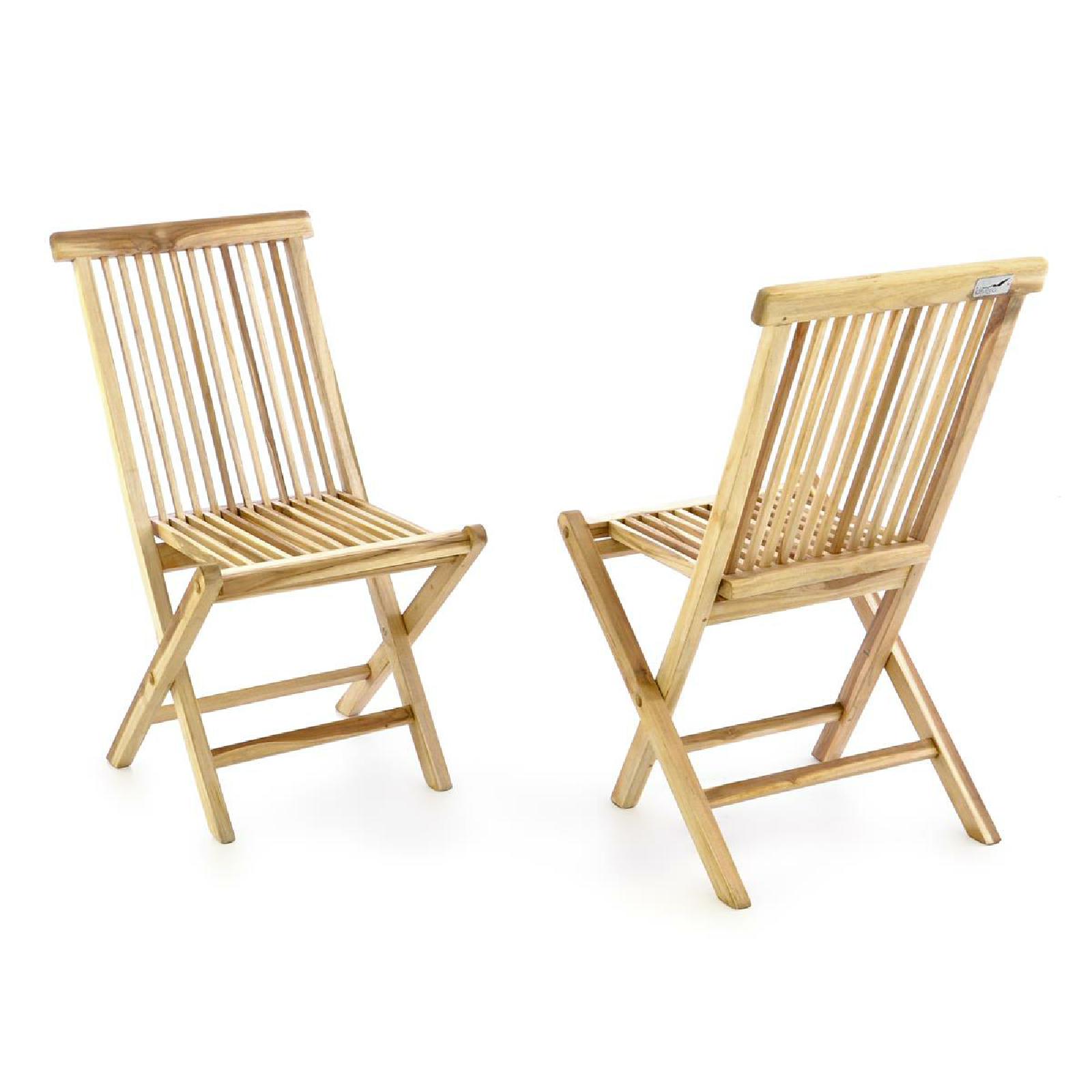 VCM 2er Set Holzstuhl Gartenstuhl | Terrasse Stuhl klappbar | Teak Holz natur | Ma&szlig;e  B. 46x H. 89 xT. 62cm 