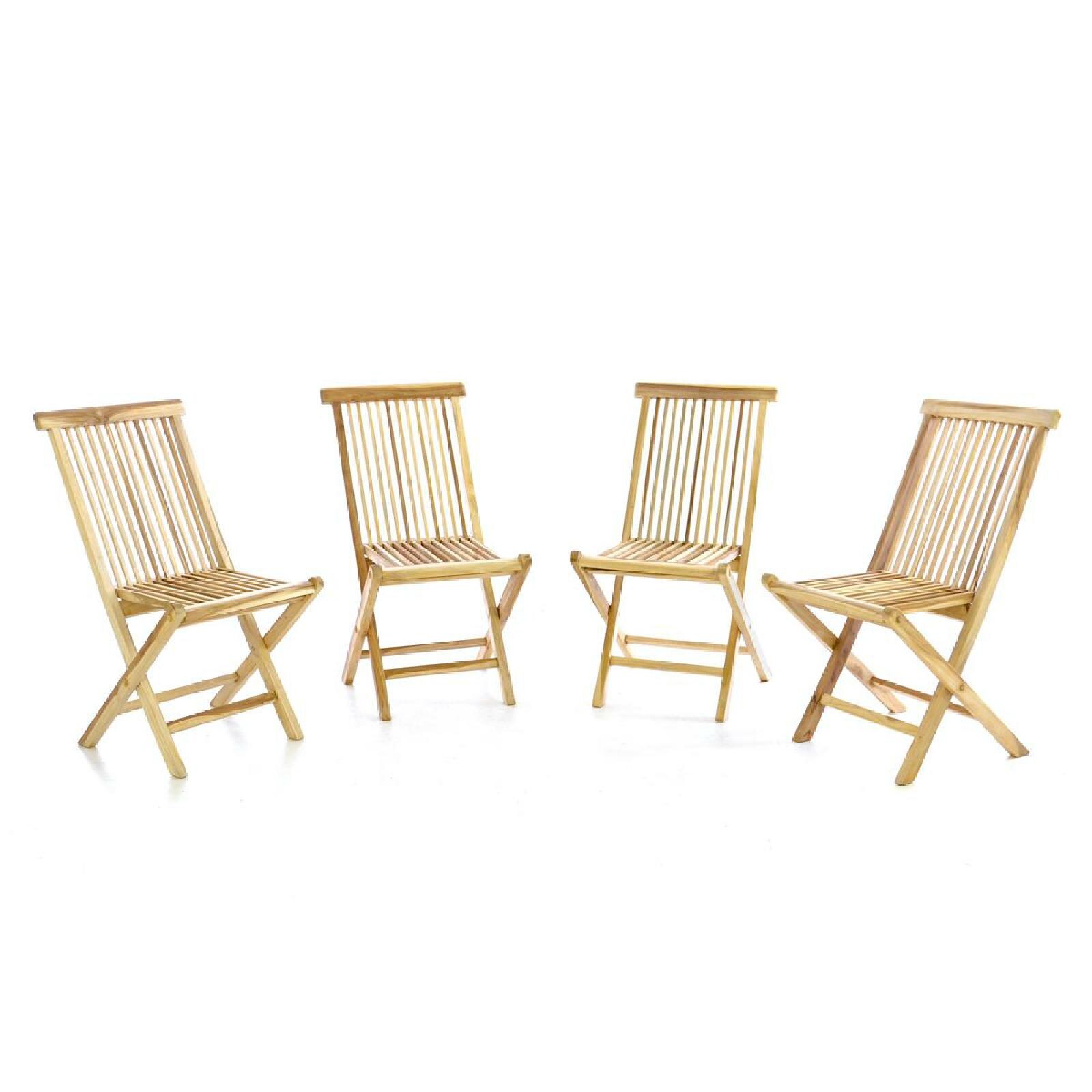 4er Set Gartenstuhl   Teak Holz   unbehandelt   klappbar    Maße B. 46x H. 89x T. 62cm