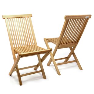 VCM 2er Set Gartenstuhl | Teak Holz behandelt | klappbar | Holzstuhl Balkonstuhl |Maße  B. 46 x H. 89 x T. 62cm 