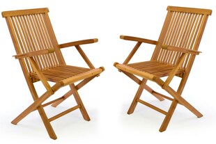 VCM 2er Set Gartenstuhl | Armlehnen Stuhl | Teak Holz | klappbar | massiv | behandelt |  Maße: H. 89 cm x B. 57 cm x T. 62 cm 