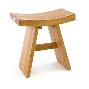 VCM Hocker | behandeltem Teakholz Sitzhocker Holzhocker | Maße B. 45cm x H. 47cm x T. 29cm 