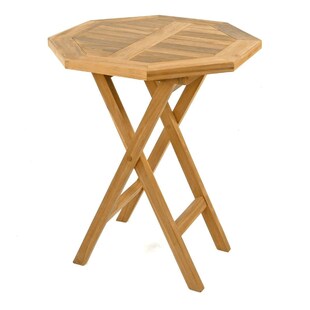 VCM Klapptisch | Beistelltisch klappbar | Gartentisch Teakholz | Balkontisch | Achteckig Ø 60cm 