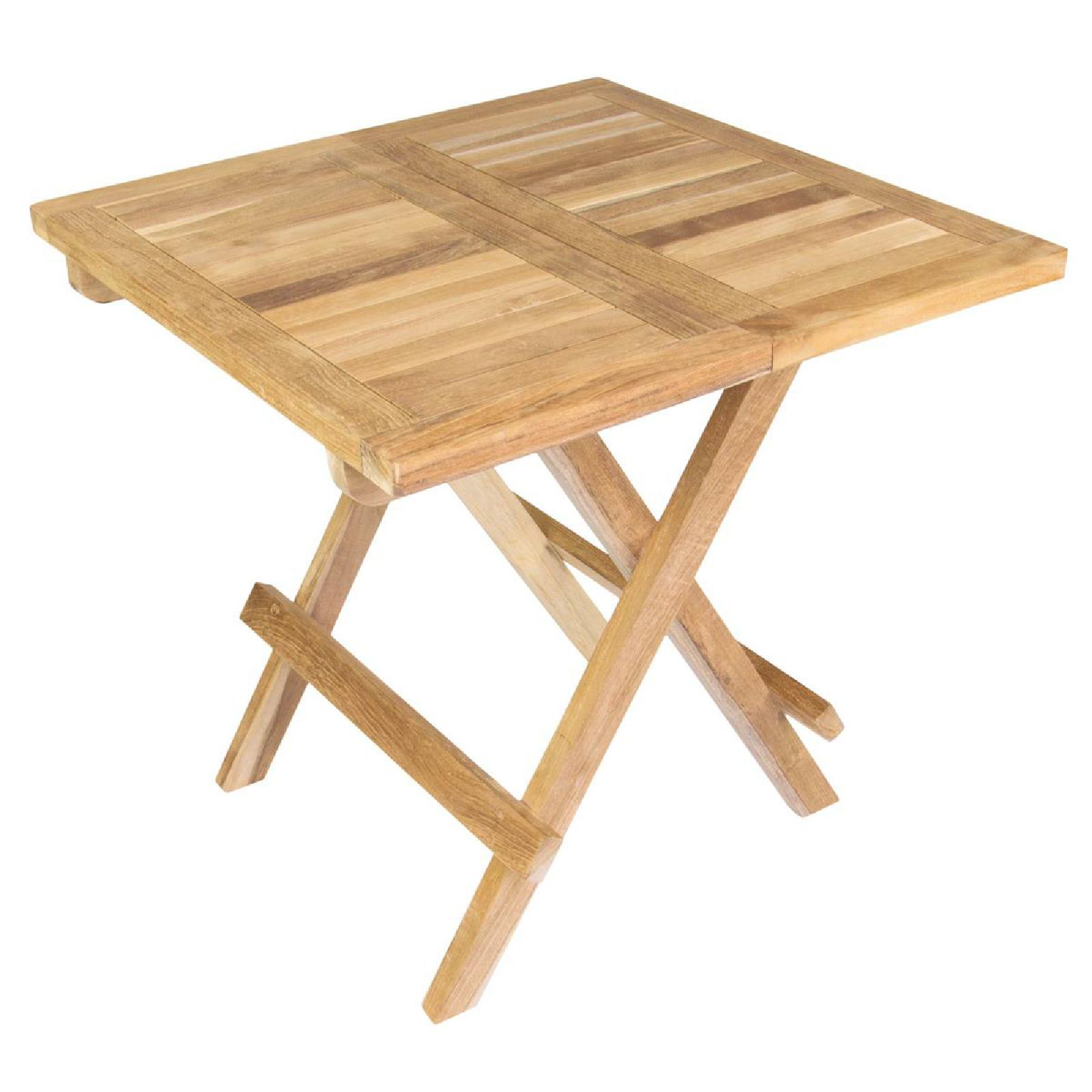 VCM Klapptisch | Beistelltisch klappbar | Gartentisch Teakholz | Blumentisch | Balkontisch | Ma&szlig;e 50 x 50 cm 