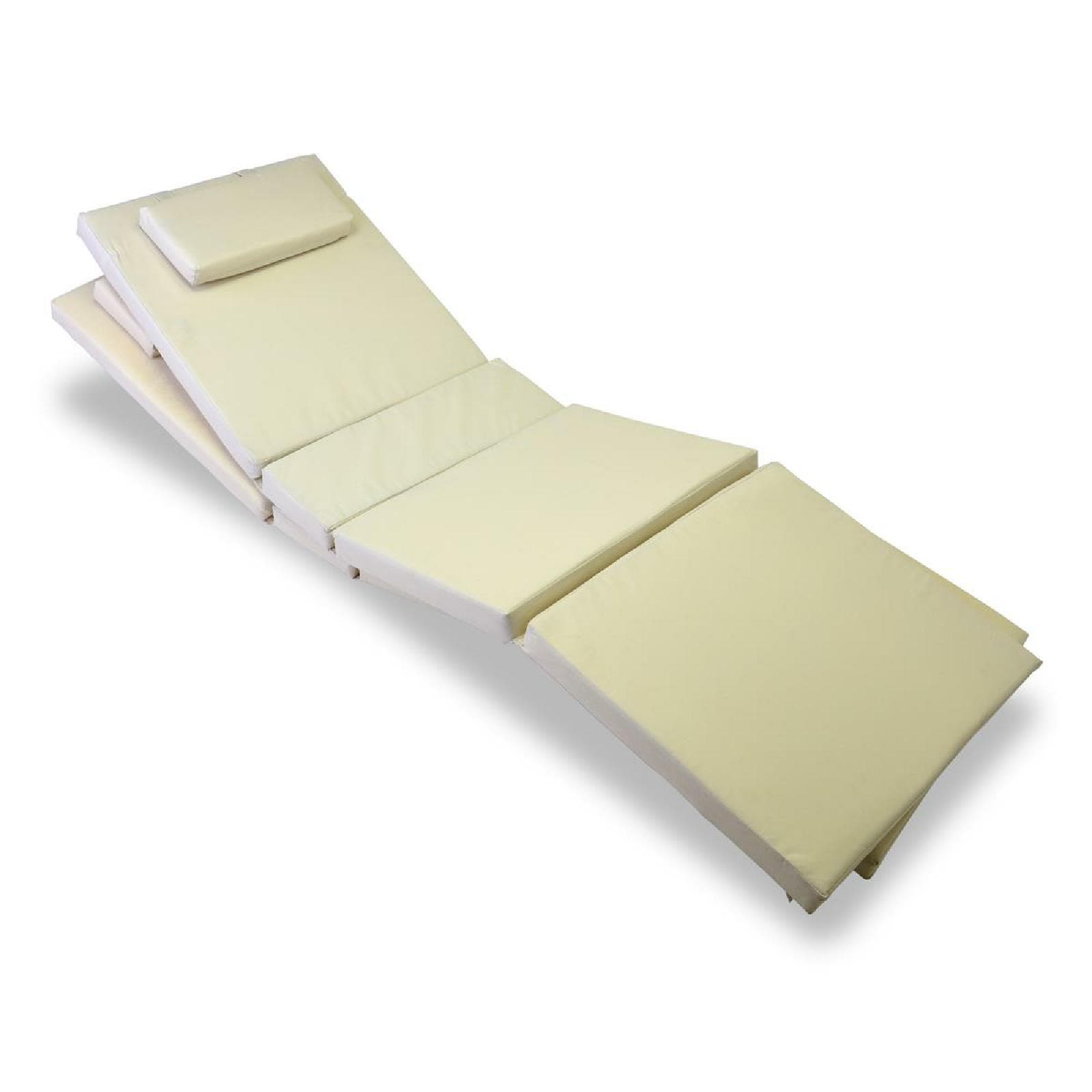 VCM 2er Liegenauflage Polster f&uuml;r Gartenliege | 4 Segmente Kopfkissen | Creme 