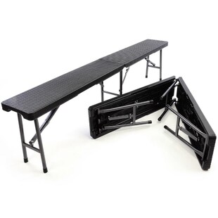 VCM Partybank 2er Set Klappbank | Rattan-Optik |  schwarz Bierbank | bis 200 kg | Füße sind mit Gummischonern versehen | Maße  L. 180 x B. 25 x H.  43 cm 