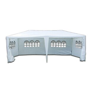VCM Pavillon | Maße ca. 3x6 m | wasserabweisende 110g / m² PE Plane | Partyzelt mit Seitenteilen | Gartenzelt mit Stahlgestell | Festivalzelt | Weiß 