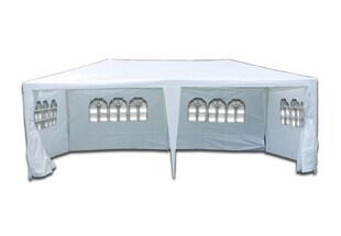 VCM Pavillon | Maße ca. 3x6 m | wasserabweisende 110g / m² PE Plane | Partyzelt mit Seitenteilen | Gartenzelt mit Stahlgestell | Festivalzelt | Weiß 