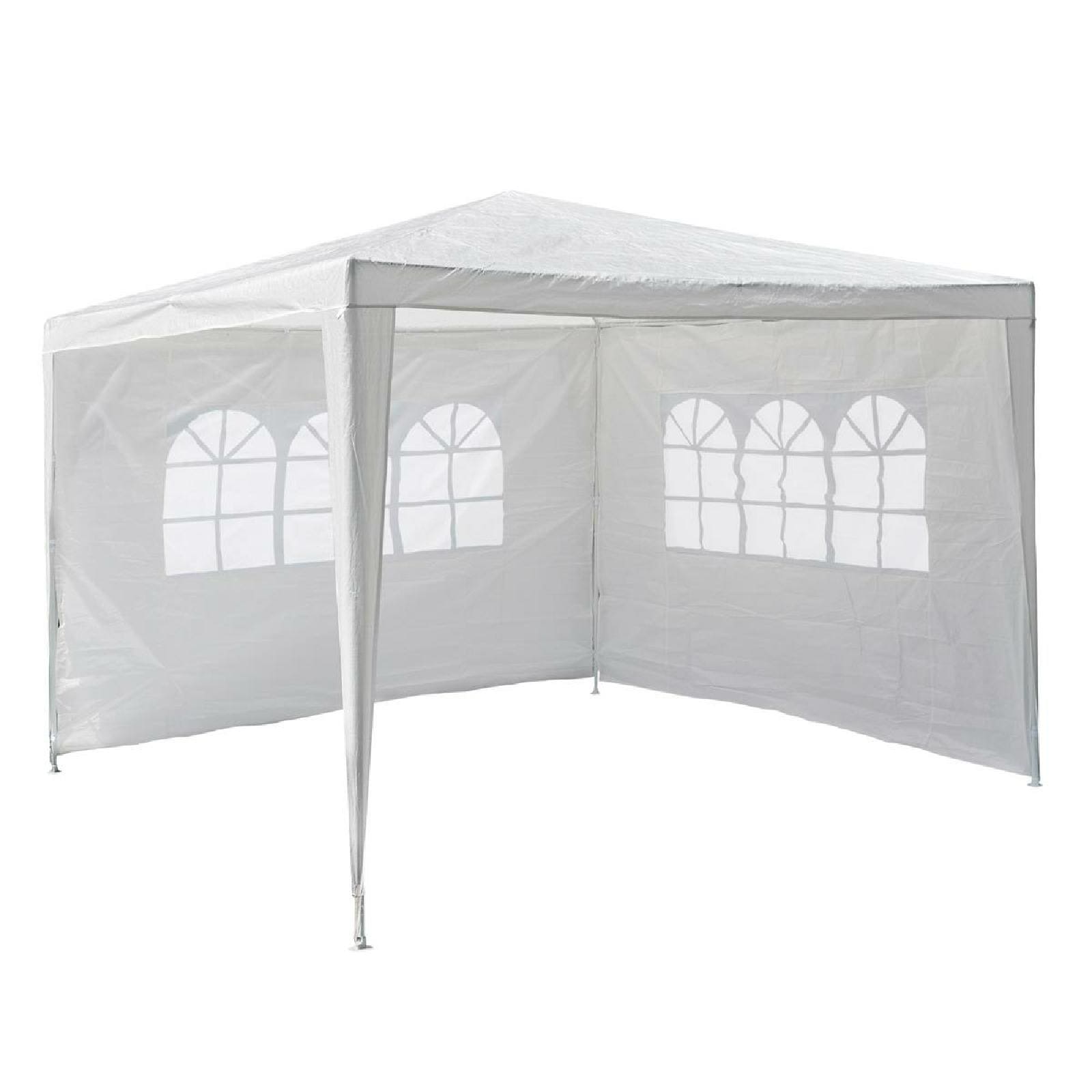 VCM Pavillon | Ma&szlig;e ca. 3x3 m | wasserabweisende 110g / m&sup2; PE Plane | Partyzelt | Gartenzelt | Wei&szlig; 