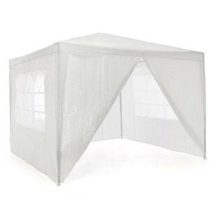 VCM Pavillon | Maße ca. 3x3 m | wasserabweisende 110g / m² PE Plane | Partyzelt | Gartenzelt mit 4 Seitenteile | Weiß 