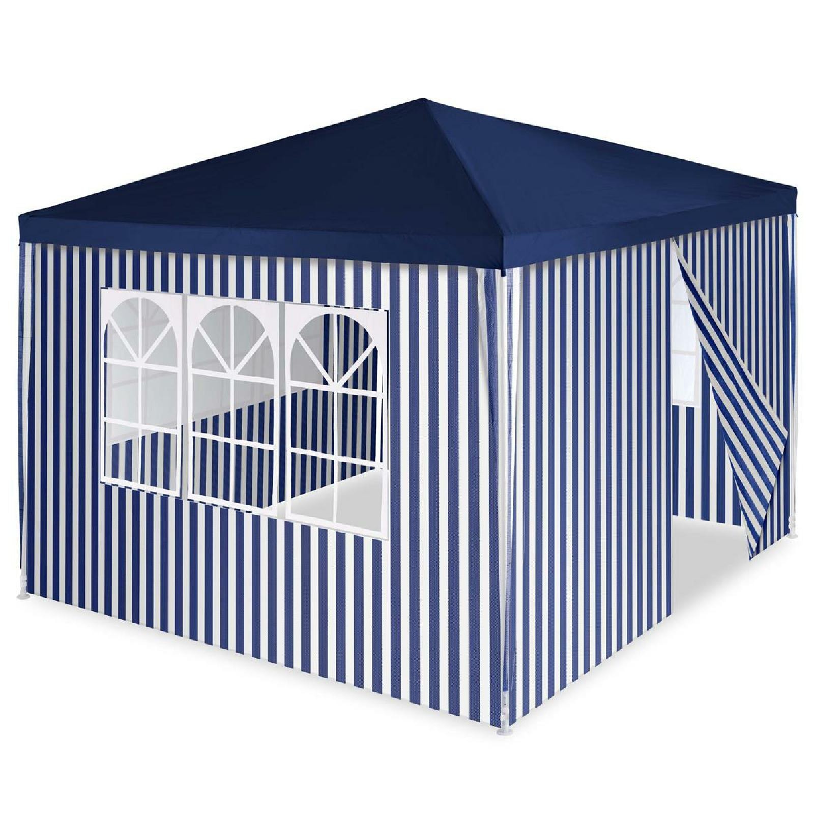 VCM Pavillon | Ma&szlig;e ca. 3x3 m | wasserabweisende 110g / m&sup2; PE Plane | Partyzelt | Gartenzelt mit 4 Seitenteile | Blau 