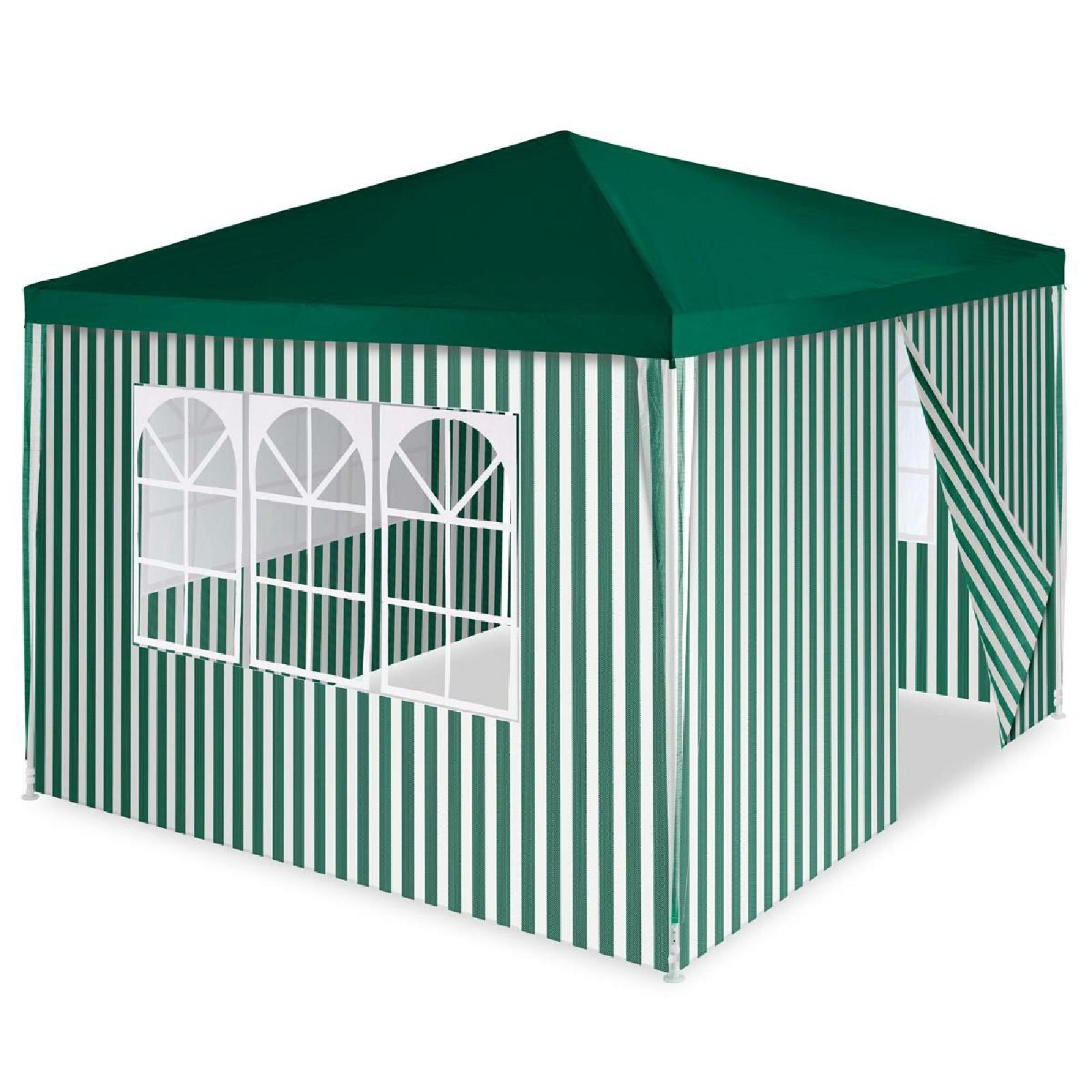 VCM Pavillon | Ma&szlig;e ca. 3x3 m | wasserabweisende 110g / m&sup2; PE Plane | Partyzelt | Gartenzelt mit 4 Seitenteile | Gr&uuml;n 