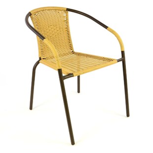 VCM Stapelstuhl Balkonstuhl Bistrostuhl | beige hellbraun |  Poly-Rattan | Maße H. 73x B. 53x T. 60 cm 