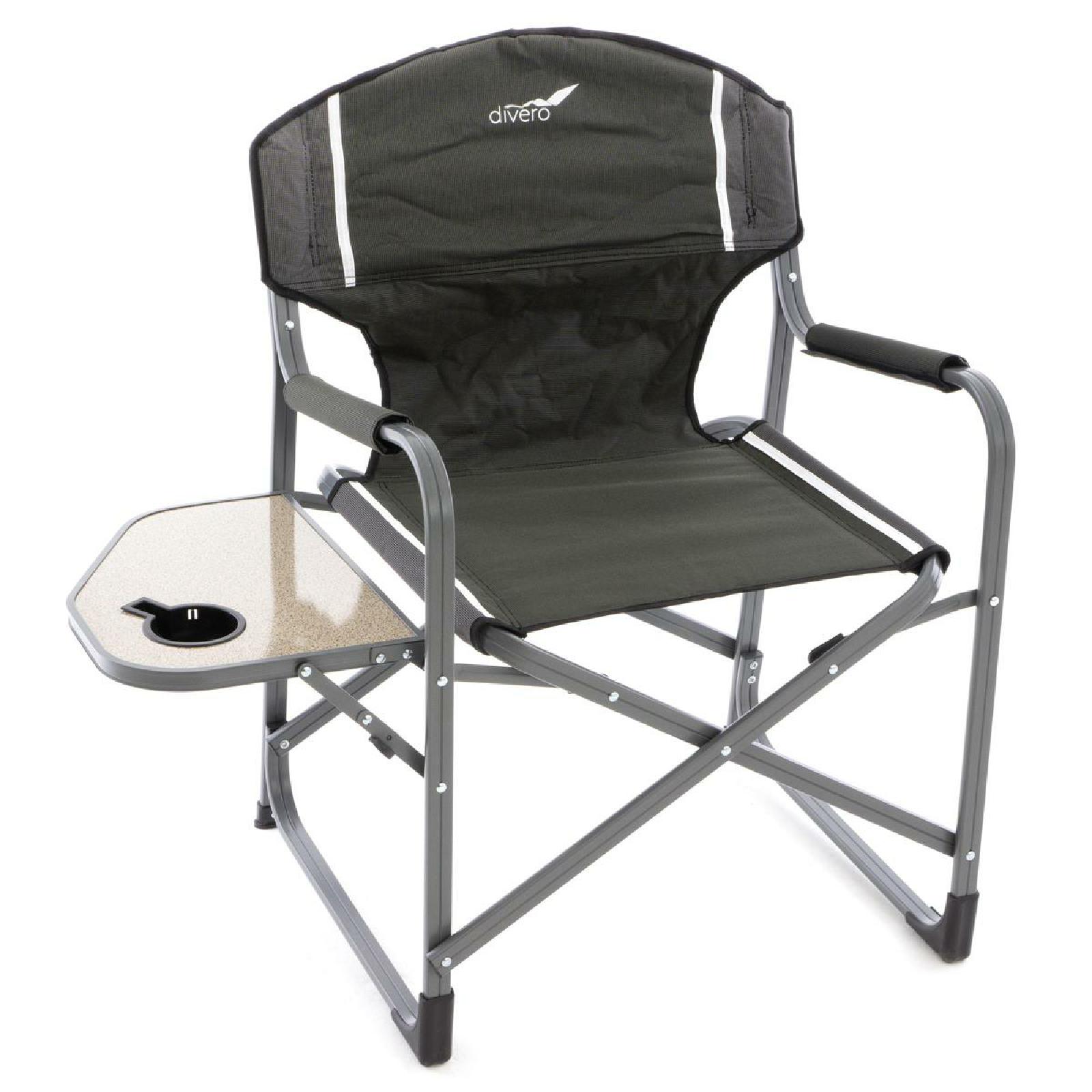 VCM 2er Set Angelstuhl Regiestuhl Campingstuhl Strandstuhl | Armlehne mit Getr&auml;nkehalter | klappbar | schwarz | Ma&szlig;e H. 87xT. 51x B. 59 cm 