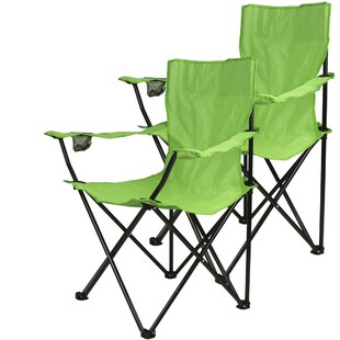 VCM 2er Set Faltstuhl Campingstuhl Angelstuhl | hellgrün | Armlehne mit Getränkehalter | klappbar | Maße H. 90x B.47x L. 47 cm 