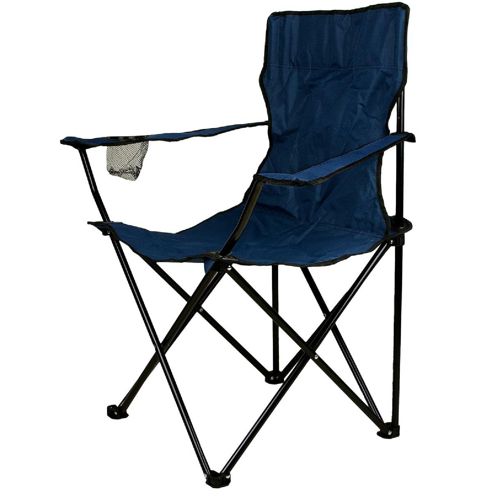 VCM Faltstuhl Campingstuhl Angelstuhl | blau | Armlehne mit Getr&auml;nkehalter | klappbar | Ma&szlig;e H. 90x B.47x L. 47 cm 