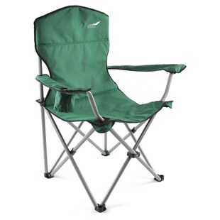 VCM Faltstuhl Angelstuhl Campingstuhl XL | dunkelgrün | Armlehne mit Getränkehalter | klappbar | Maße H. 90x B.47x L. 47 cm 