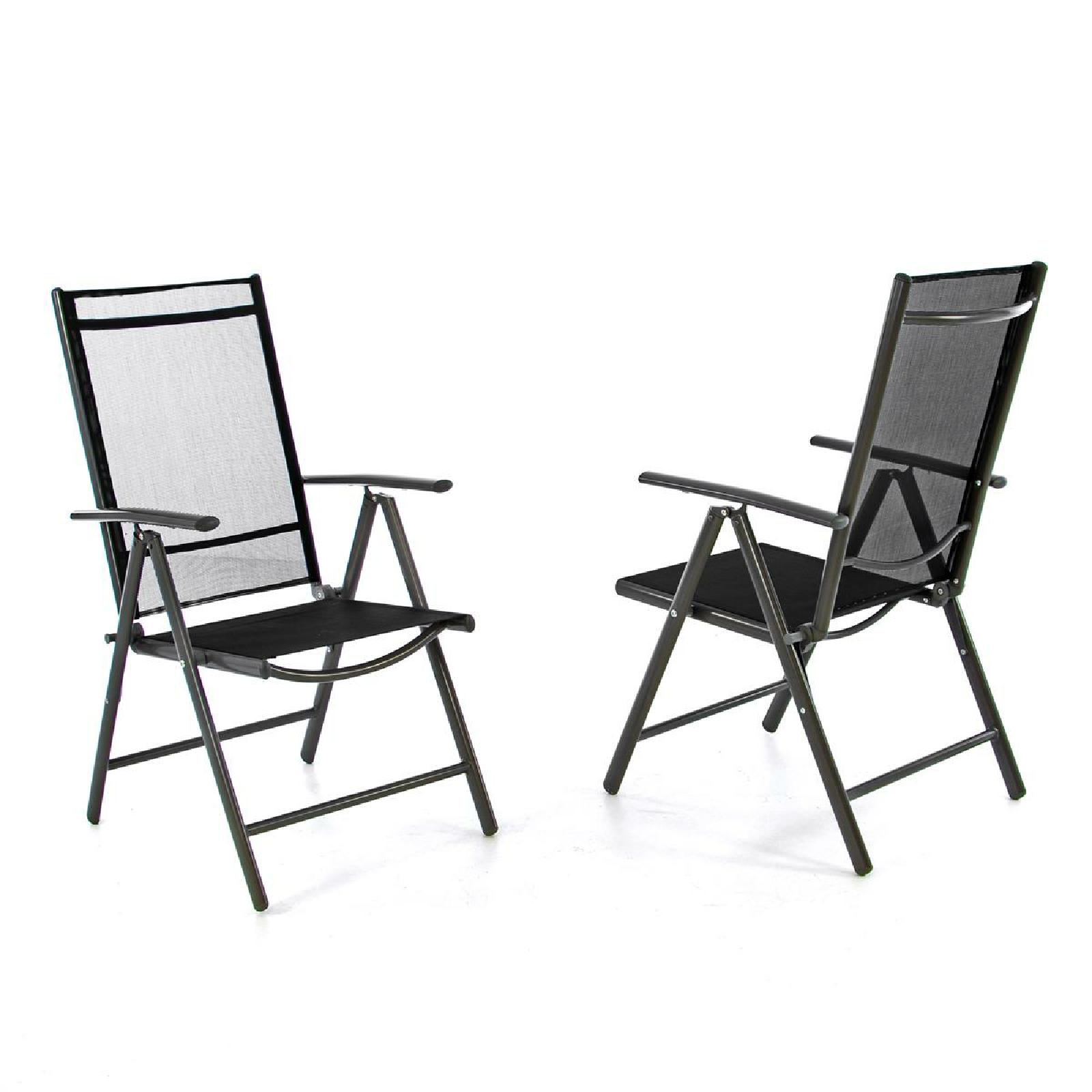 VCM 2er Set Klappstuhl  Gartenstuhl  | schwarz | Rahmen anthrazit | klappbar | verstellbare Lehne | Ma&szlig;e B. 56 x T. 65 x H. 105cm 