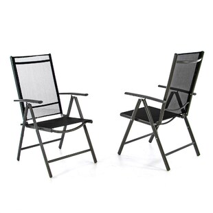 VCM 2er Set Klappstuhl  Gartenstuhl  | schwarz | Rahmen anthrazit | klappbar | verstellbare Lehne | Maße B. 56 x T. 65 x H. 105cm 