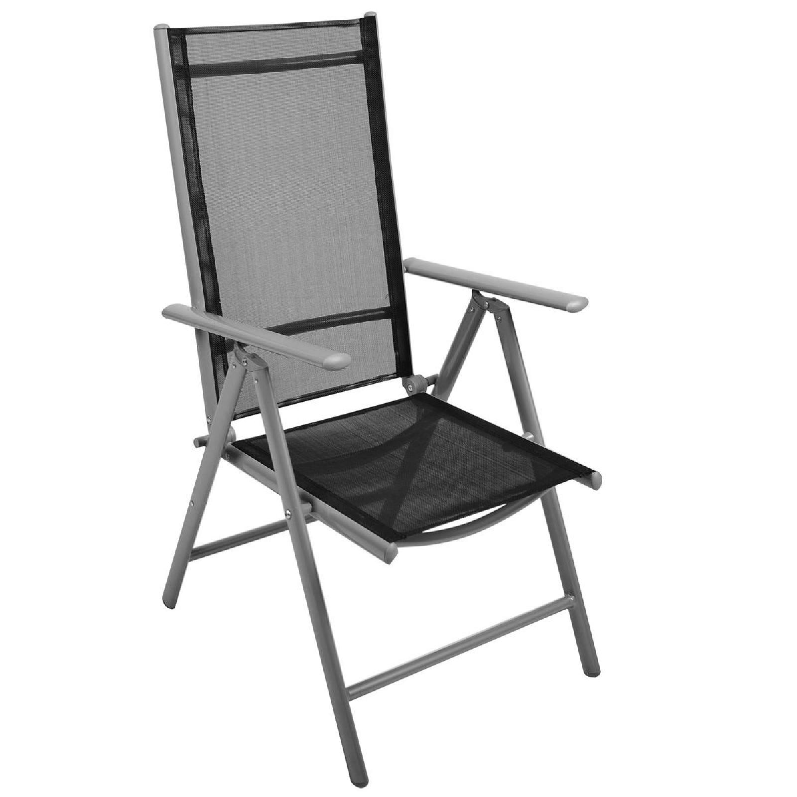 VCM Gartenstuhl Campingstuhl Liegestuhl Sitzm&ouml;bel Klappstuhl | schwarz | klappbar | Ma&szlig;e H. 105 x B.  56 x  T. 65 cm 