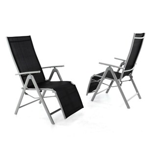 VCM 2er Set Gartenliege Sonnenliege Liegestuhl Relaxliege | schwarz / Rhamen grau | klappbar | Maße H. 113  x B. 59  x T. 74cm 