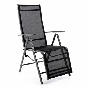 VCM Alu Liegestuhl Klappstuhl Relaxstuhl | schwarz / Rahmen anthrazit | m. Fußstütze | Maße H. 112 x B. 55 x T. 60 cm 