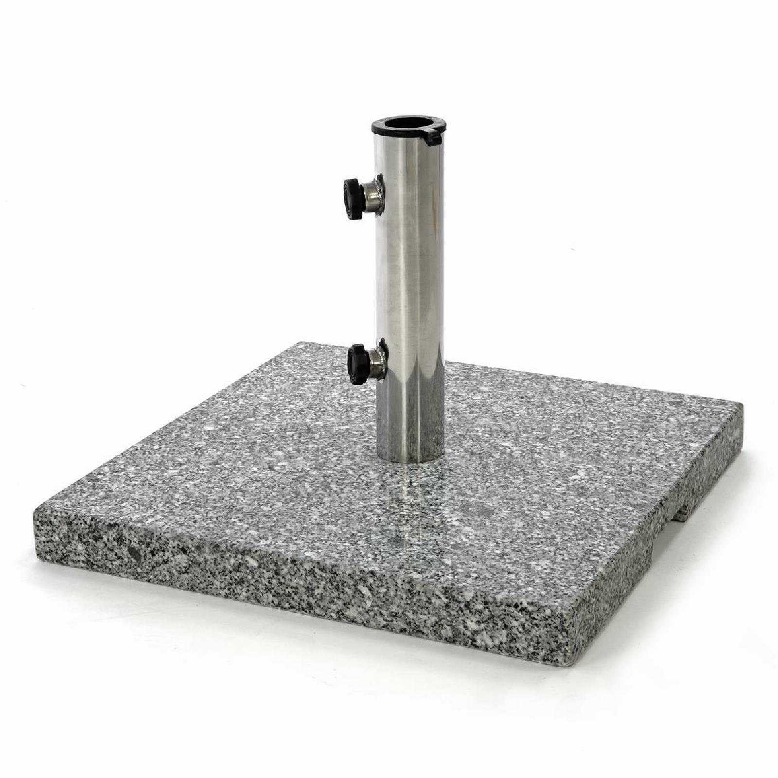 VCM Sonnenschirmst&auml;nder | 26 kg Granit | grau eckig | Edelstahlh&uuml;lse | 45x45 cm 