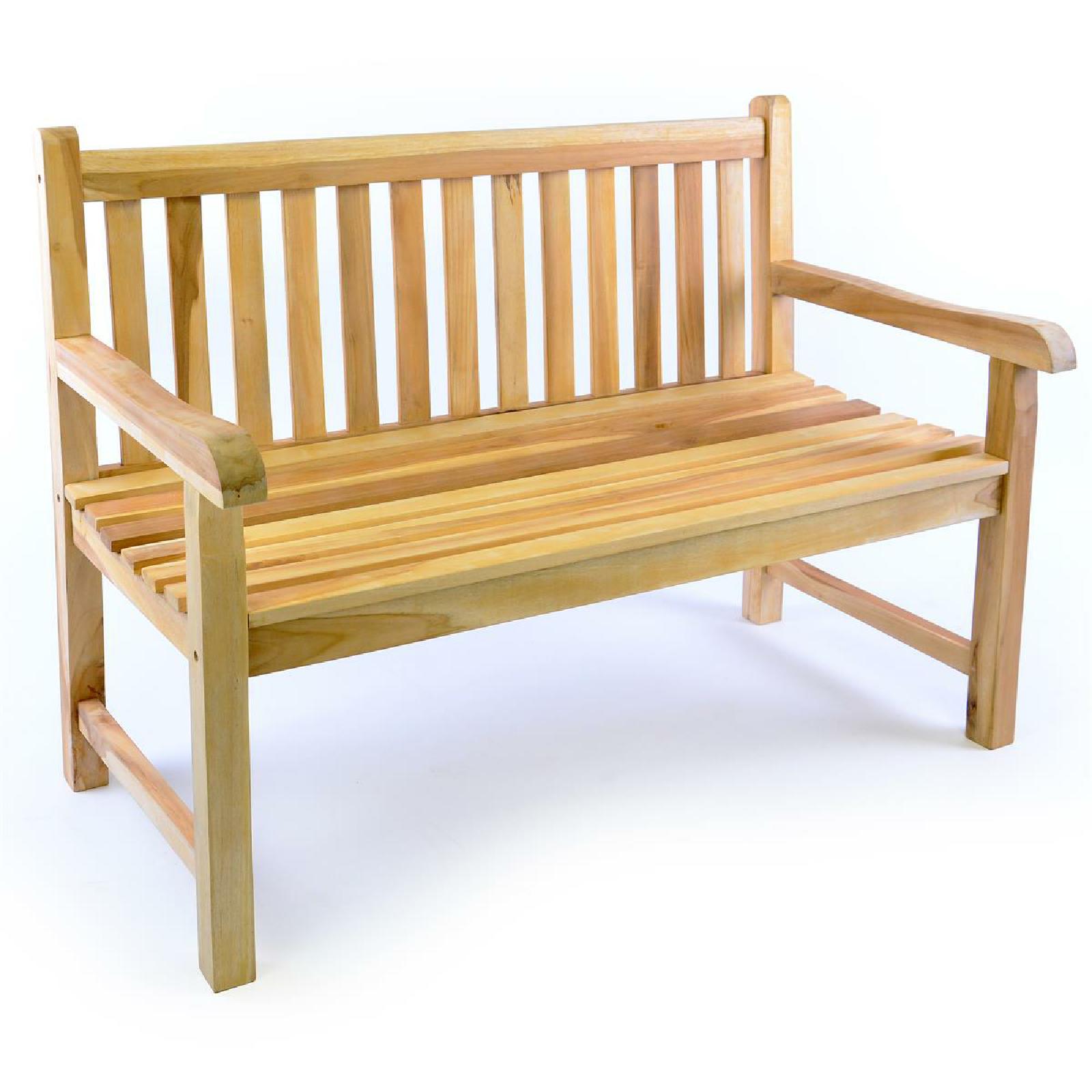 VCM 2-Sitzer Gartenbank Parkbank | hochwertig | massiv |Teak Holz natur | handgefertigte | Landhausstil | braun | Ma&szlig;e L. 120 x B. 62 x T. 50 cm 