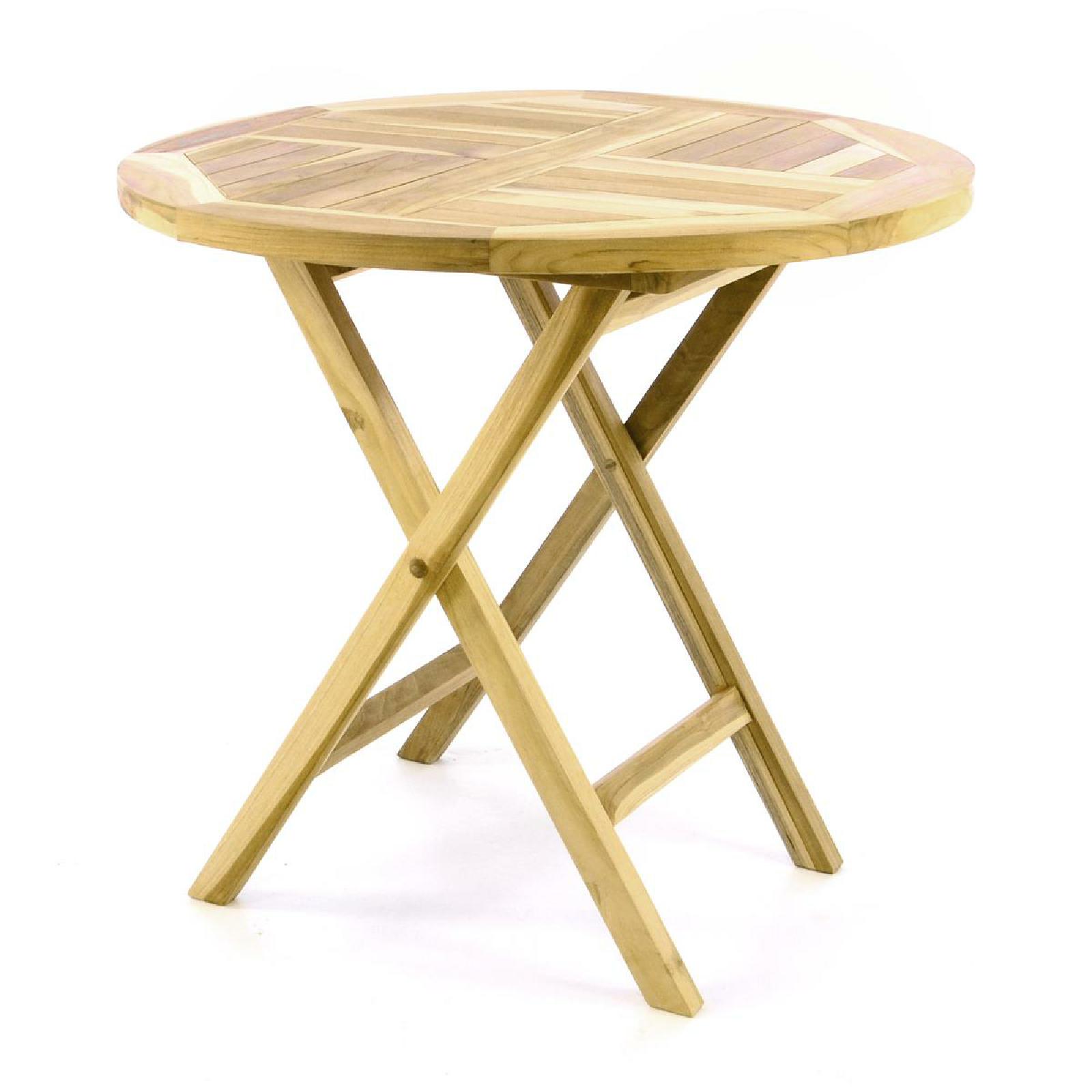 VCM Klapptisch | Balkontisch | Gartentisch klappbar | hochwertig Teak Holz | &Oslash; 80cm 