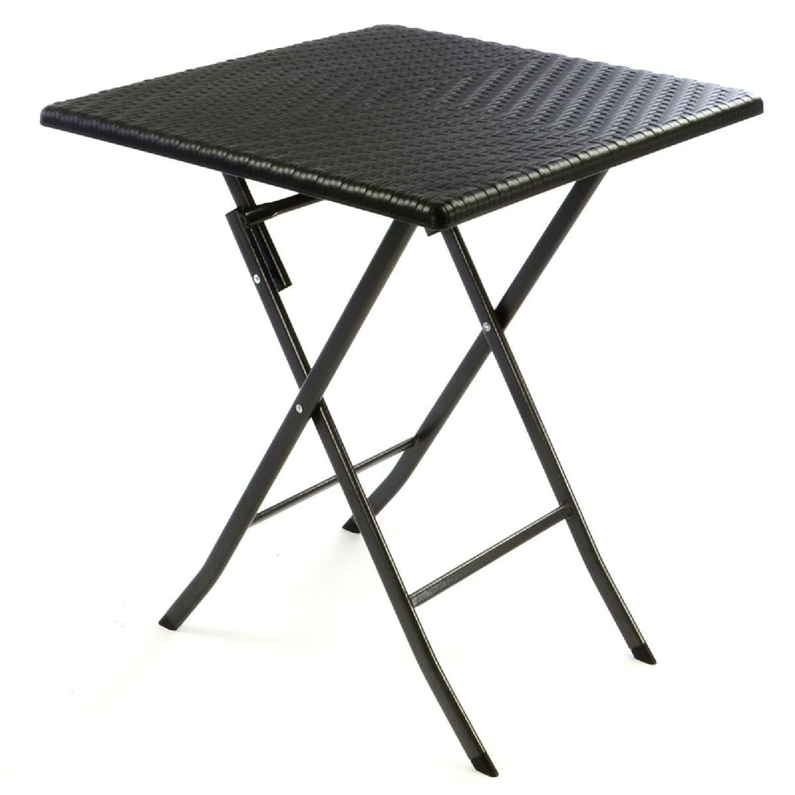 VCM Klapptisch | Ma&szlig;e 61x61x75 cm | Stehtisch | Partytisch | Gartentisch klappbar | Bistrotisch | Rattanoptik 