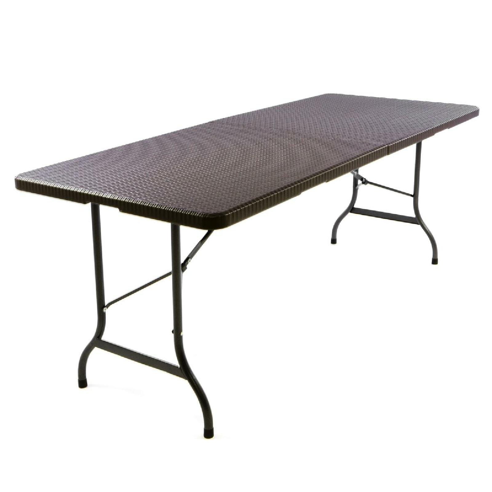 VCM Klapptisch | Ma&szlig;e 180x75x70 cm | Partytisch | Gartentisch klappbar | Rattanoptik 