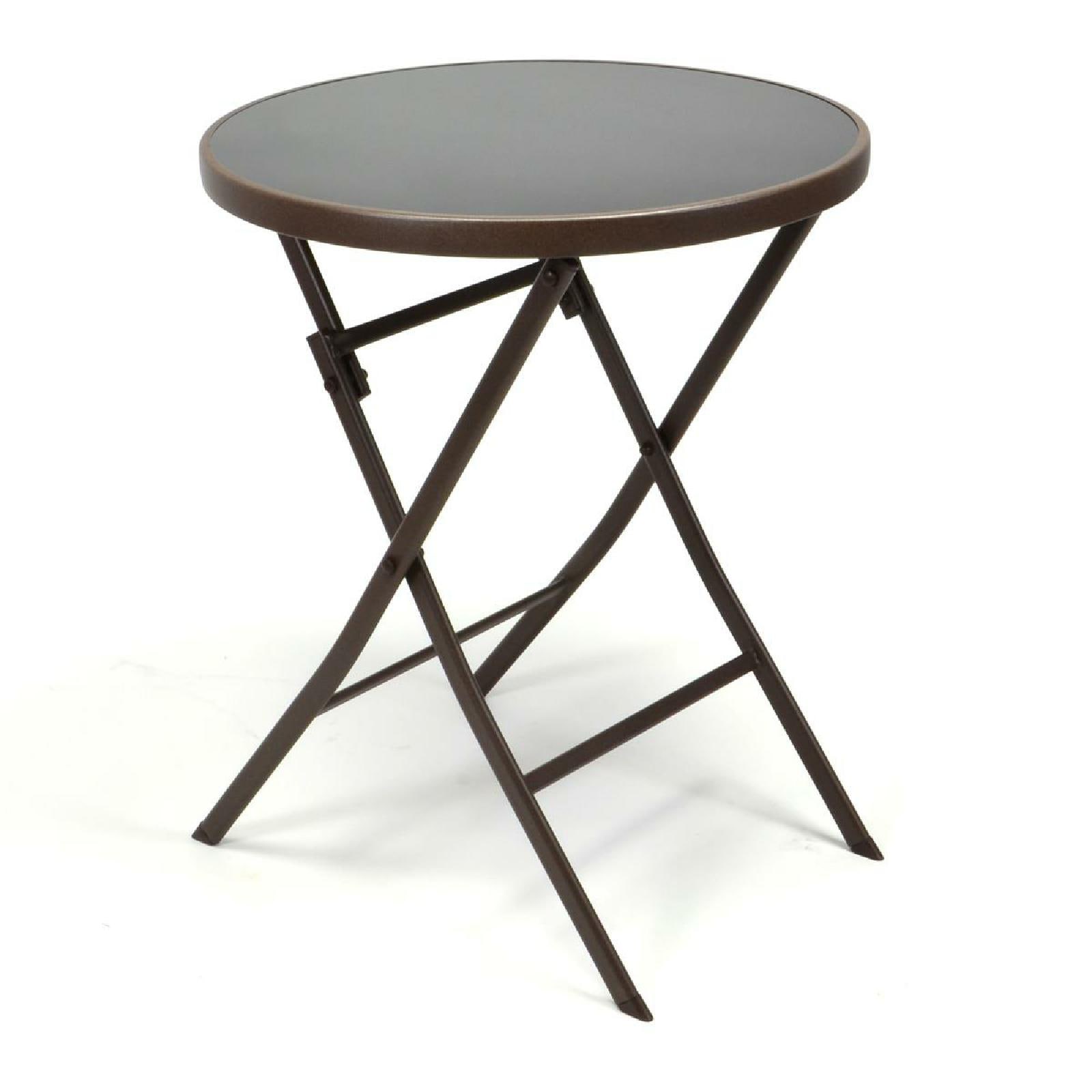 VCM Klapptisch | Glastisch | Stehtisch braun | klappbar Bistrotisch | Bartisch | Terrassentisch | &Oslash; 60cm 