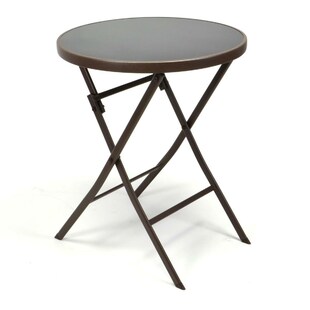 VCM Klapptisch | Glastisch | Stehtisch braun | klappbar Bistrotisch | Bartisch | Terrassentisch | Ø 60cm 
