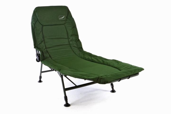 VCM Liegestuhl | Karpfenliege | Campingliege mit 6 Schlammf&uuml;&szlig;en | Angelliege | Gr&uuml;n Olive 