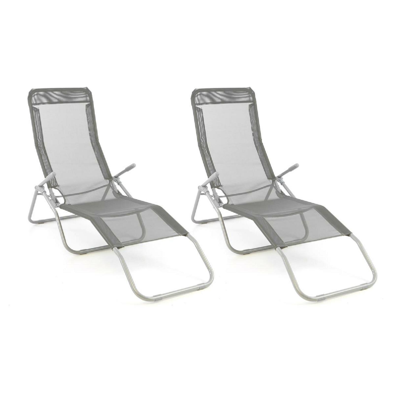 VCM 2er Set | Liegestuhl | |Gartenliege | Ma&szlig;e 160x48x100cm | Sonnenliege | Liegestuhl Liege | Relaxliege | Grau 