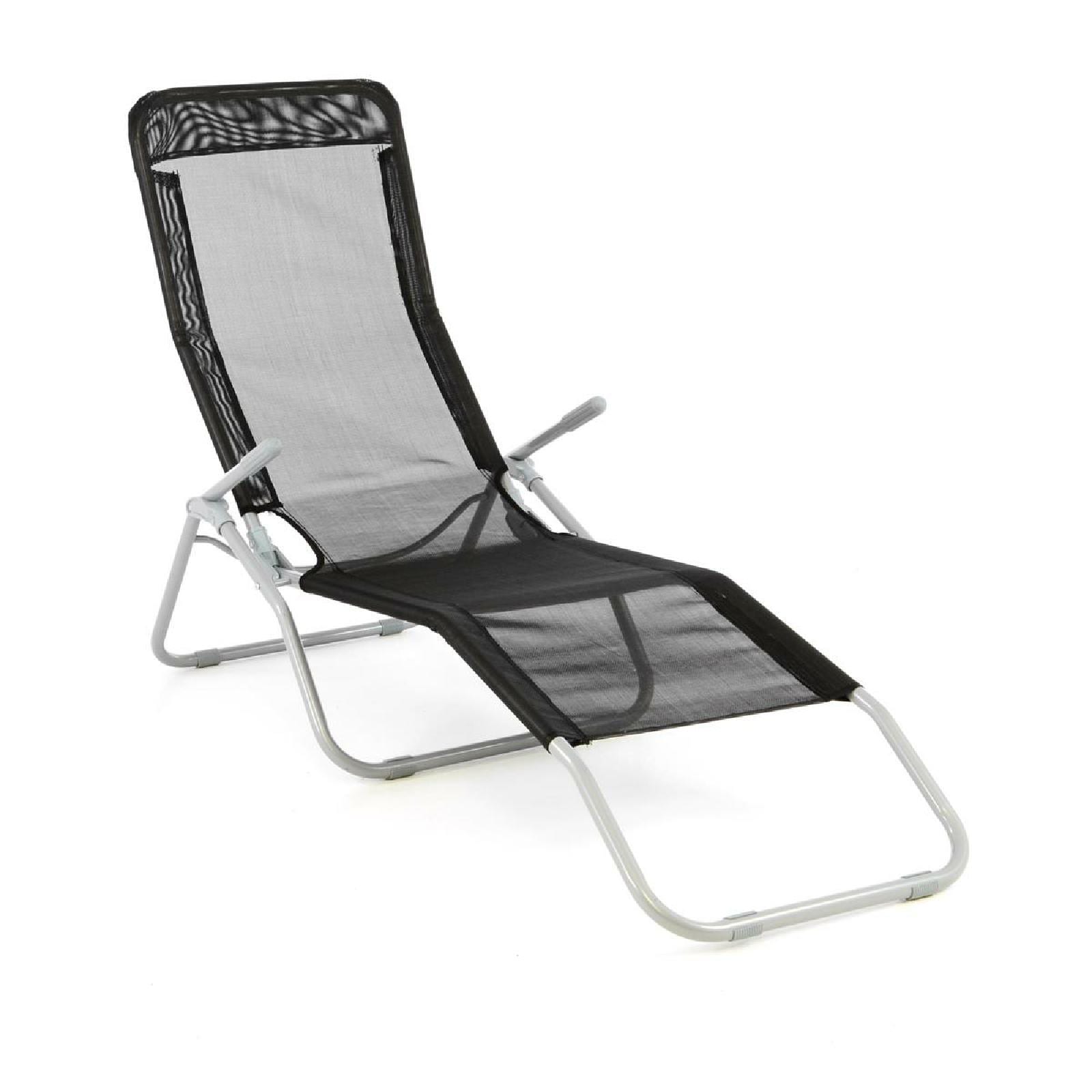 VCM Liegestuhl | |Gartenliege | Ma&szlig;e 160x48x100cm | Sonnenliege | Liegestuhl Liege | Relaxliege | Schwarz 
