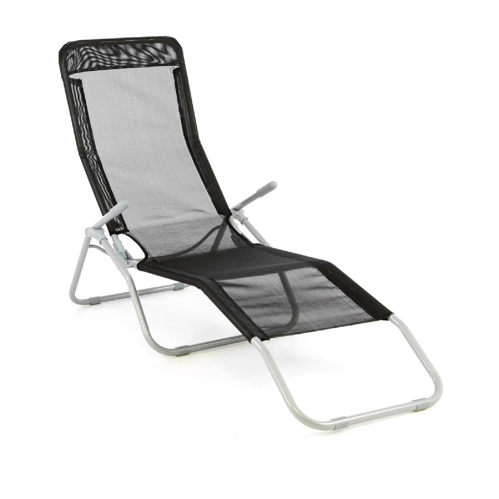 VCM Liegestuhl | |Gartenliege | Ma&szlig;e 160x48x100cm | Sonnenliege | Liegestuhl Liege | Relaxliege | Schwarz 