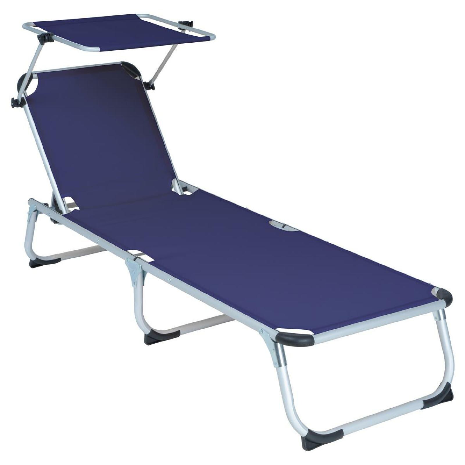 Sonnenliege mit Sonnendach   Maße ca. 187x58x30cm   Campingliege klappbar   Strandliege   Blau