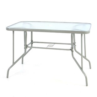 VCM Bistrotisch mit Glasplatte | Maße 110x60x72 cm | Glastisch mit Schirmloch | Gartentisch | Terrassentisch | Tisch 
