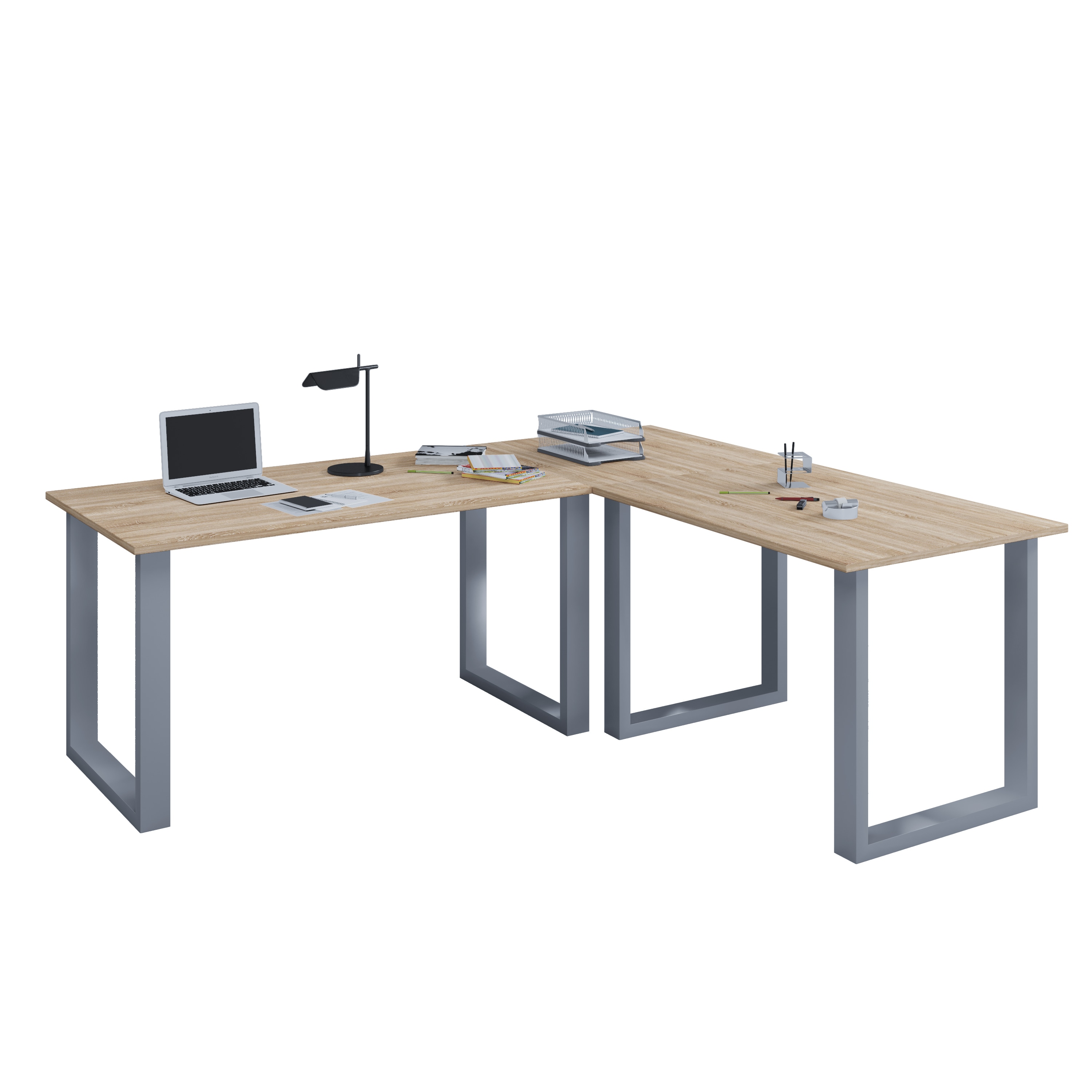 VCM VCM Holz Schreibtisch | Eckschreibtisch schlicht | 190x190 | L Form links oder rechts | Arbeitstisch Platte 80 cm tief | Computertisch B&uuml;rom&ouml;bel - Lona U 