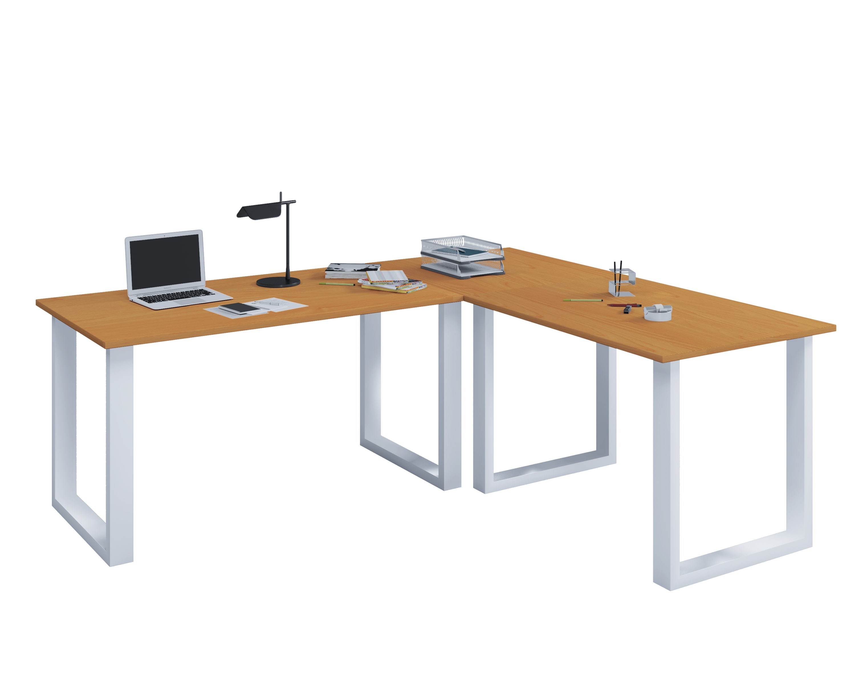 VCM VCM Holz Schreibtisch | Eckschreibtisch schlicht | 130x130 | L Form links oder rechts | Arbeitstisch Platte 50 cm tief | Computertisch B&uuml;rom&ouml;bel - Lona U 