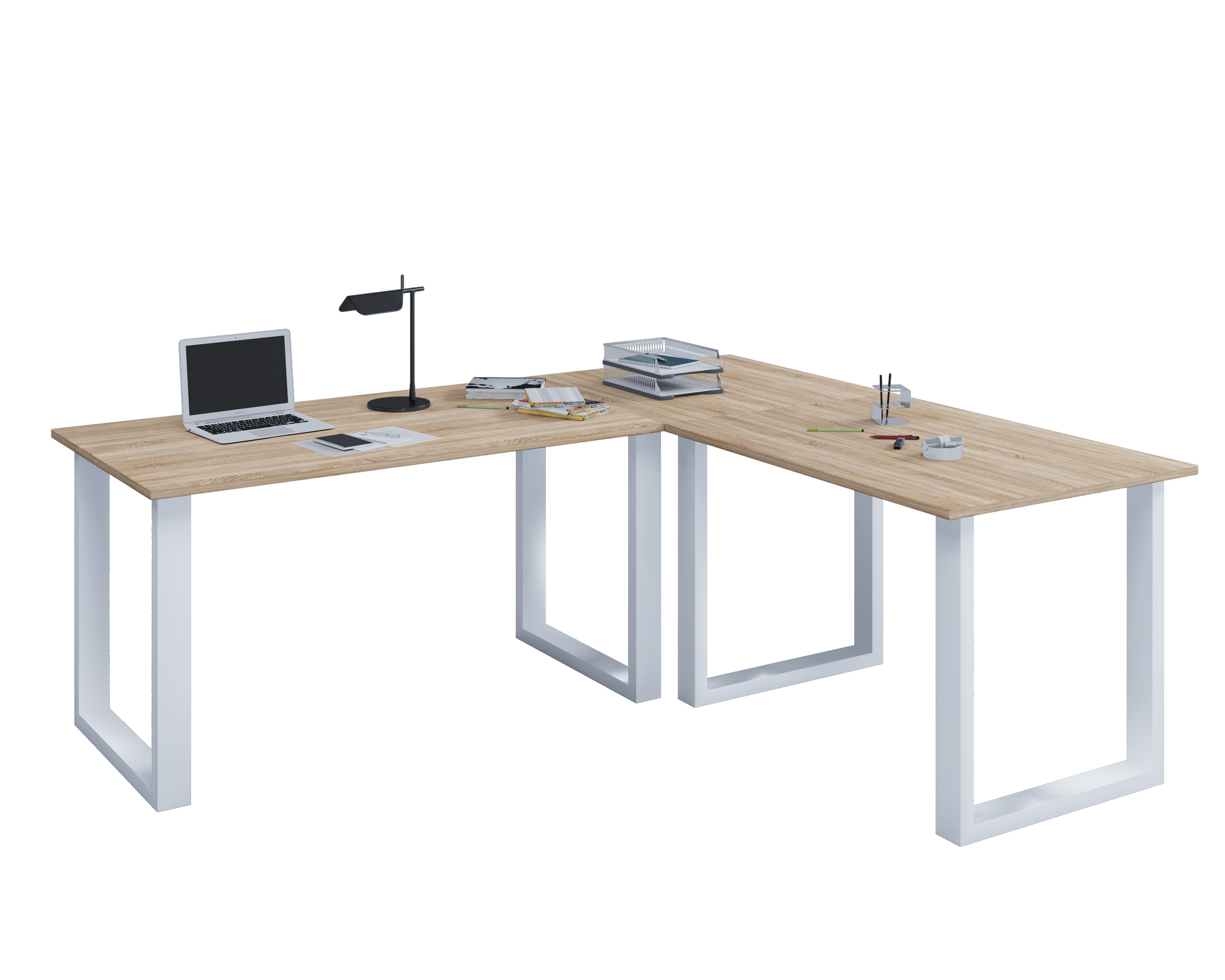 VCM VCM Holz Schreibtisch | Eckschreibtisch schlicht | 160x130 | L Form links oder rechts | Arbeitstisch Platte 50 cm tief | Computertisch B&uuml;rom&ouml;bel - Lona U 